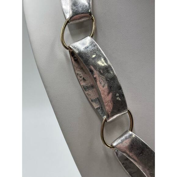 Robert Lee Morris Soho Designer Statement Necklace Hammered
Silver Oval Links - Picture 6 of 16